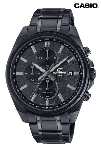 Casio 'Edifice' Black Stainless Steel Quartz Chronograph Watch (C59507) | £129
