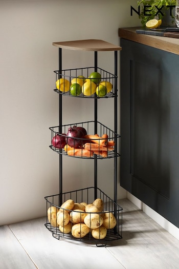 Black Bronx Fruit & Vegetable Corner Storage Baskets Stand (C59560) | £40