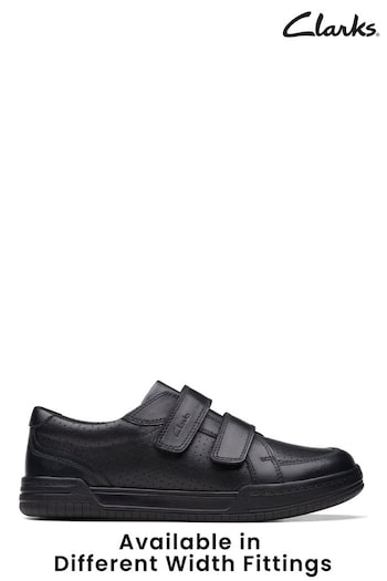 Clarks Black Multi Fit Leather Fawn Strap Shoes (C59623) | £49