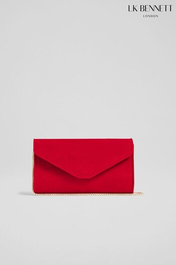 LK Bennett Red Dominica Suede Clutch Bag (C59680) | £179