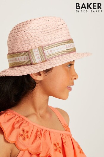 Baker by Ted Baker Girls Pink Straw Hat (C59786) | £22