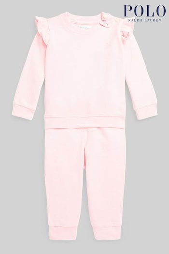 Polo Ralph Lauren Baby Pink Logo Tracksuit Set (C59826) | £49