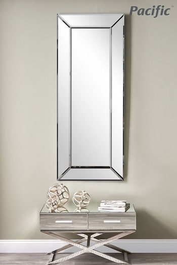 Pacific Silver Mirrored Glass Rectangular Floor Mirror (C59831) | £300