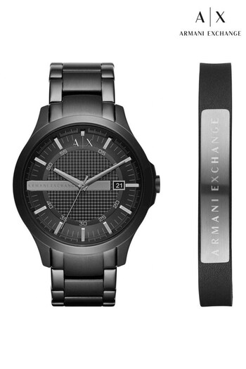 Armani Tracksuit Exchange Gents Black Watch & Bracelet Gift Set (C59939) | £219