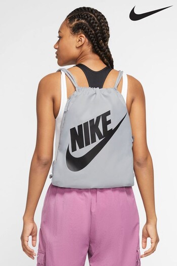 Nike Light Grey Black Heritage Drawstring Bag (13L) (C60083) | £18
