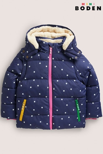 Boden Blue Cosy Padded Hooded Coat (C60199) | £57 - £63