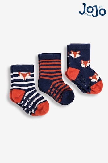 JoJo Maman Bébé Navy 3-Pack Fox Socks (C60218) | £9.50