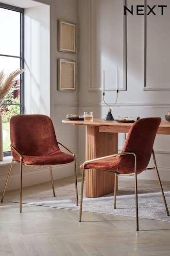 Plush Chenille Rust Brown Elia Dining Chairs Set of 2 (C60255) | £290