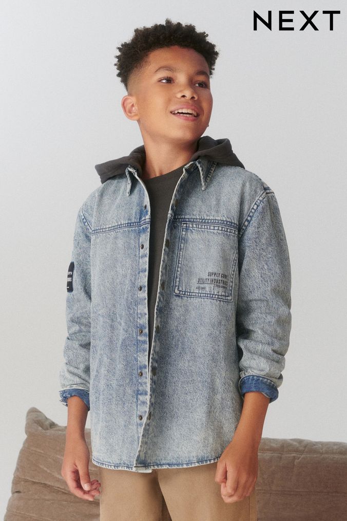 Boys short discount sleeve denim shirt