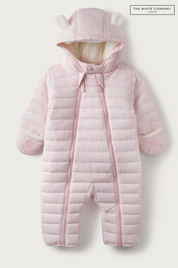 The White Company Baby Pink Recycled Quilted Pramsuit (C60580) | £52