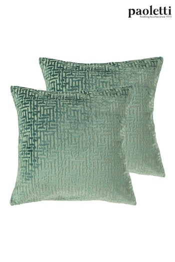 Riva Paoletti 2 Pack Green Delphi Filled Cushions (C60601) | £23