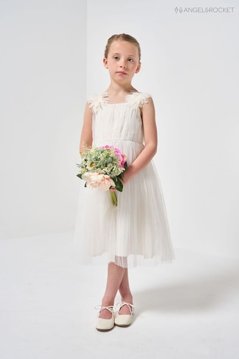 Angel & Rocket Ivory Valerie Petal Shoulder White Dress (C60836) | £65 - £70