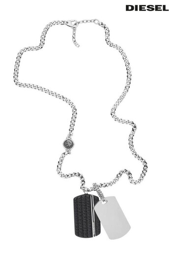 Diesel Jewellery Gents Silver Tone Double Dogtags Necklace (C60872) | £95