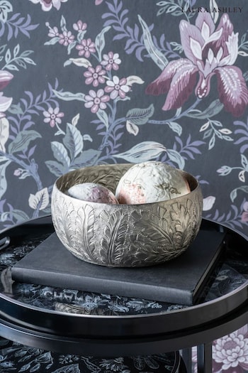 Laura Ashley Pewter Grey Winspear Leaf Embossed Decorative Bowl (C60901) | £50 - £100