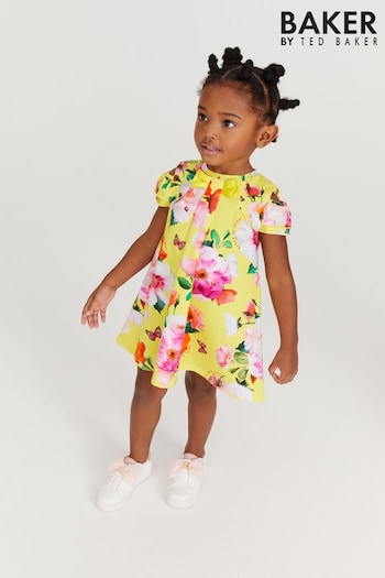 Baker by Ted Baker Yellow Floral Jersey Dress (C60940) | £26 - £30