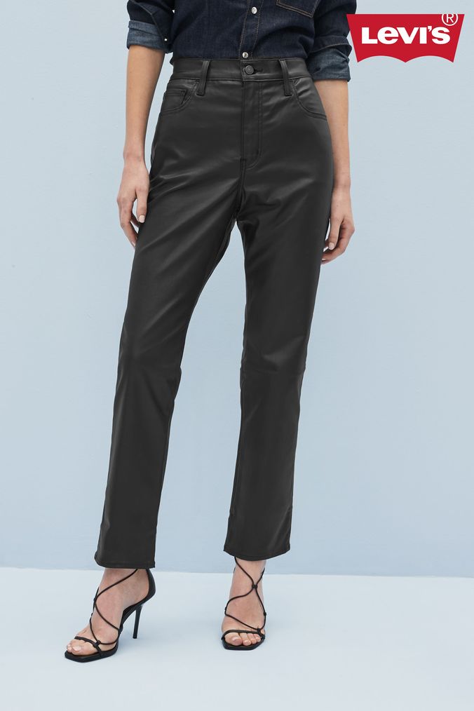 Coated straight discount leg jeans