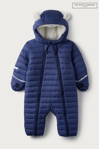 The White Company Baby Blue Recycled Quilted Pramsuit (C61122) | £52