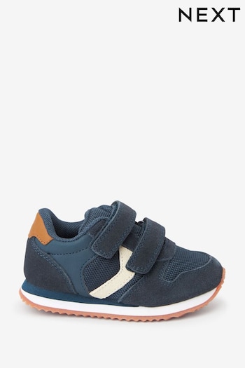 Navy Standard Fit (F) Double Strap Trainers (C61148) | £23 - £25