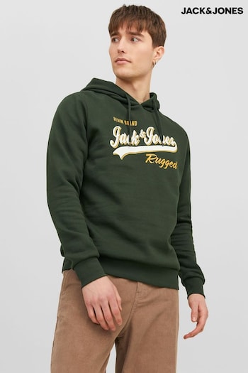 JACK & JONES Green Long Sleeve Logo Hoodie (C61321) | £30