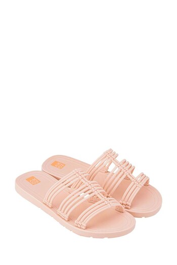 Zaxy Pink Thin Cut Out Straps And T-Bar Effect Slides (C61351) | £15