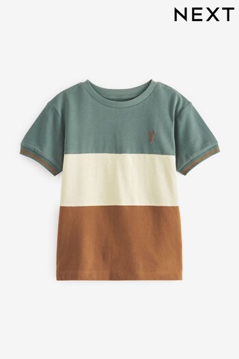 Green/Tan Colourblock Short Sleeve T-Shirt (3-16yrs) (C61506) | £9 - £14