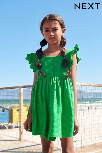 Green Frill Sleeve Textured Playsuit (3-16yrs) (C61516) | £12 - £18