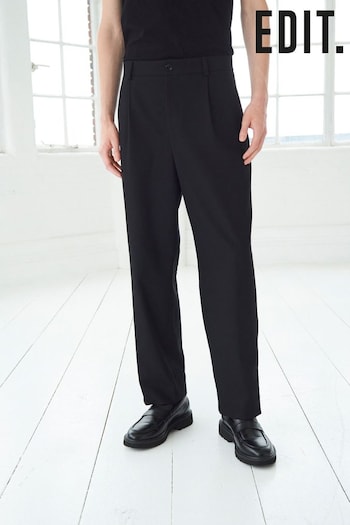 Black EDIT Oversized Lapelless Suit Trousers (C61664) | £40