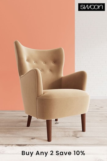 Swoon Easy Velvet Natural Biscuit Ludwig Chair (C61694) | £879
