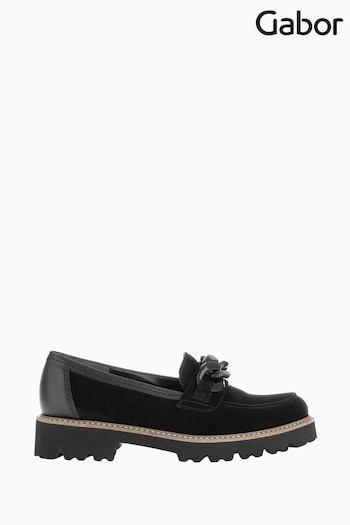 Gabor Squeeze Suede Black Loafers (C61830) | £110