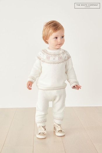 The White Company Christmas Fairisle Neutral Knitted Baby Jumper & Leggings Set (C61839) | £40