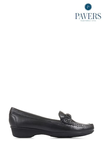 Pavers Casual Leather Black Moccasin Shoes (C61874) | £40