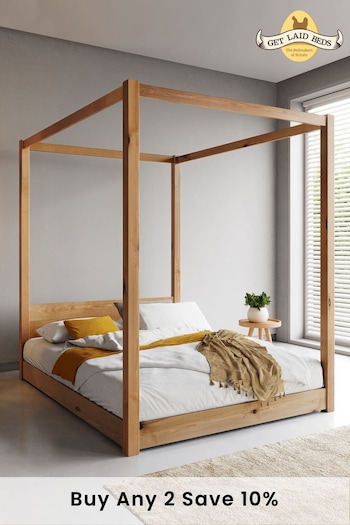 Get Laid Beds Honey Low Four Poster Square Leg Bed (C61894) | £735 - £930