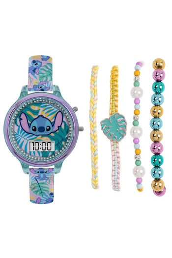 Peers Hardy Silver Tone Disney Lilo and Stitch Digital Watch and Bracelet Set (C61924) | £20