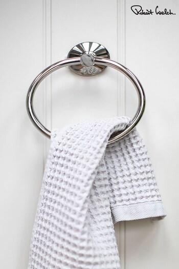 Robert Welch Silver Oblique Towel Ring (C61928) | £60