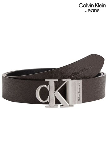 Calvin Klein Ck Plaque Brown Leather Belt (C62028) | £60