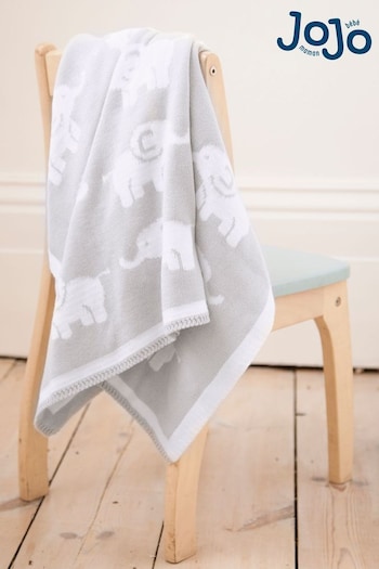 JoJo Maman Bébé Grey Elephant Knitted Shawl (C62050) | £26