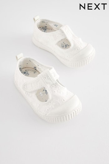 White Broderie Standard Fit (F) First Walker Shoes (C62161) | £15