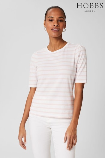 Hobbs Eva White Striped T-Shirt (C62196) | £35