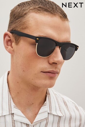 Black Retro Polarised Sunglasses (C62266) | £16