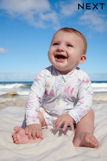 Pink Floral Newborn Sunsafe Swim Suit (0mths-3yrs) (C62295) | £15 - £16