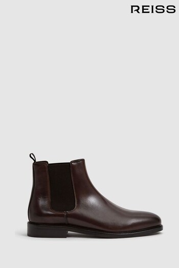 Reiss Brown Tenor Leather Chelsea Boots Industrial (C62296) | £198