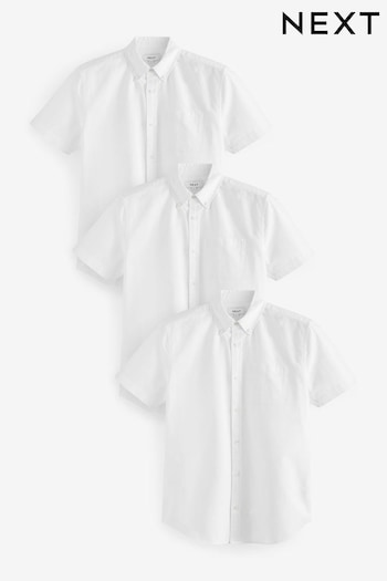 White 3 Pack Short Sleeve Oxford Shirt Multipack (C62428) | £57