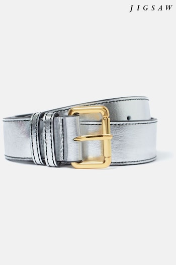 Jigsaw Silver Metallic Leather Belt (C62432) | £70