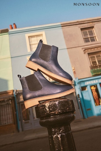 Monsoon Blue Chiswick Leather Chelsea D-YUCCA Boots (C62977) | £75