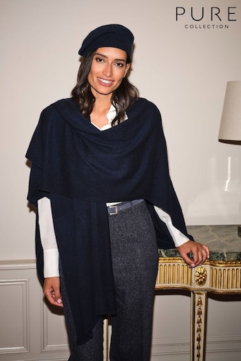 Pure Collection Blue Gassato Cashmere Knitted Wrap Dress (C63134) | £120