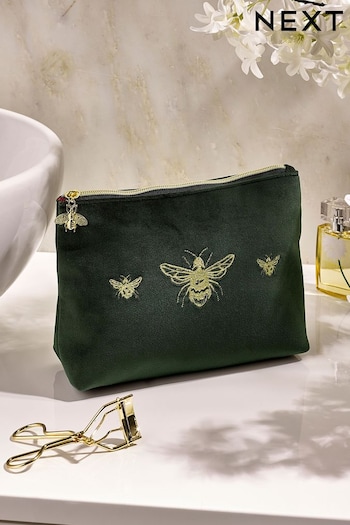 Green Embroidered Bee Pouch Make-Up Bag (C63148) | £14