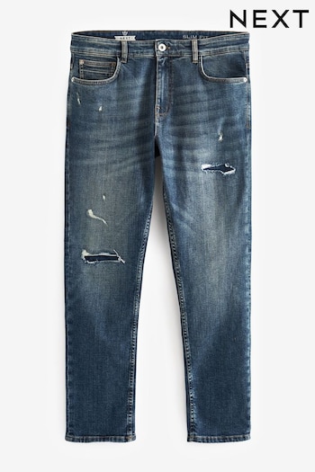 Blue Tint Slim Ripped Denim Fedeli Jeans (C63150) | £35