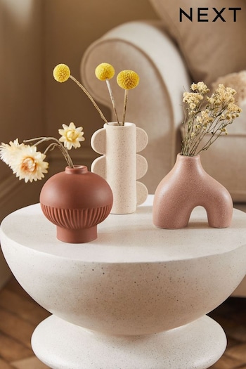 Natural Shaped Ceramic Set Of 3 Mini Vases (C63210) | £18
