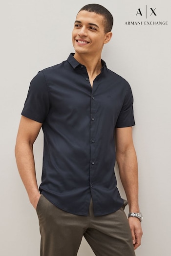 Armani Exchange Navy Stretch Short Sleeve Shirt (C63263) | £85