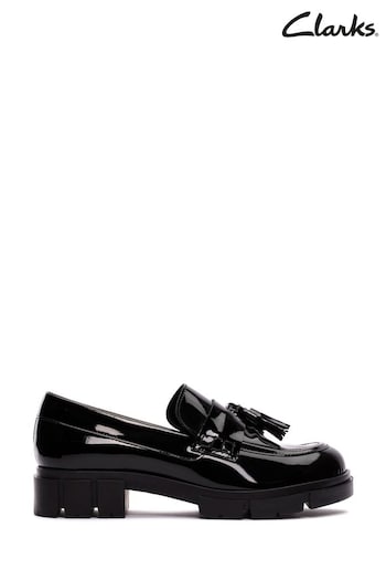 Clarks Black Patent Teala Loafer Shoes (C63333) | £70